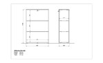 Aktenschrank Madera im Dekor Weiß mit Glasauflage, bemaßte Skizze