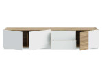 Lowboard Lüttich in der Farbkombi. grey und Valecia oak, Frontansicht mit offenen Türen