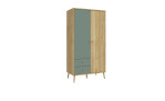 Kleiderschrank Winston in der Farbkombi Mauvella oak / Salbeigrün, Schrägansicht