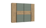 Kleiderschrank Niegel, in der Farbkombi. Mauvella oak / Salbeigrün, Schrägansicht