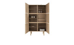 Highboard Azulo aus Eiche-Furniert mit 2 Türen, Ansicht mit offenen Türen