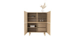 Highboard Azulo aus Eiche-Furnier mit 2 Türen, Ansicht mit offenen Türen