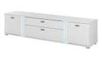 Lowboard Leander in weiß mit Tiefziehfronten, inkl. senkrechter Beleuchtung