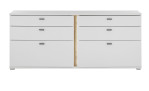 Sideboard Leander in weiß mit Tiefziehfronten, Absetzungen in Eiche Wotan-Dekor, Draufsicht