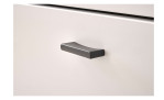 Sideboard Leander in weiß mit Tiefziehfronten, Absetzungen in Eiche Wotan-Dekor, Detailansicht Griff