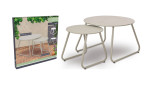 Beistelltisch-Set Adriano in beige aus robustem Eisen, Ansicht mit Verpackung