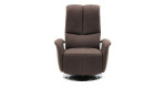 Komfort-Relaxsessel plano|FORM Swing Chair im Bezugsstoff Platin und einem Drehteller in Edelstahl. Frontalansicht.