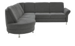Basis-Wohnlandschaft plano|FORM Wien im Bezugsstoff Grey und silbernen Füßen. Frontalansicht.