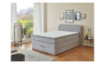 Boxspringbett Kawai in der Farbe silber, in einem Raum stehend