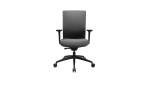 Drehstuhl Office Chair mit Armlehnen, schwarzem Fußkreuz und einem Bezug in der Farbe Anthrazit, Frontalansicht