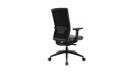 Drehstuhl Office Chair mit Armlehnen, schwarzem Fußkreuz und einem Bezug in der Farbe Anthrazit,Schrägansicht von hinten 