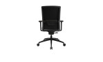 Drehstuhl Office Chair mit Armlehnen, schwarzem Fußkreuz und einem Bezug in der Farbe Anthrazit, Ansicht von hinten