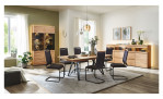 Esstisch ET116 Ron, Lackierte Platte in Wildeiche hell, Metallgestell in anthrazit matt im Wohnzimmer