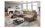 Ecksofa plano|FORM Lirio in der Farbe Camel mit dem offenen Stauraum