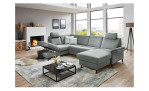 Ecksofa plano|FORM Lirio in der Farbe Steel mit dem offenen Stauraum