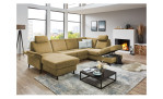 Ecksofa plano|FORM Lirio in der Farbe Gelb mit dem offenen Stauraum