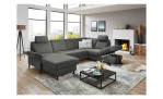 Ecksofa plano|FORM Lirio in der Farbe Anthrazit mit dem offenen Stauraum