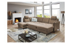 Ecksofa plano|FORM Lirio in der Farbe Camel mit der Schlaffunktion