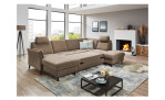 Ecksofa plano|FORM Lirio in der Farbe Camel mit der Schlaffunktion