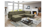Basis-Ecksofa plano|FORM Lirio in der Farbausführung Grün in einem Raum stehend
