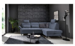 Komfort-Ecksofa Westminster, in der Farbausführung Graublau, in einem Raum stehend
