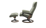 Relaxsessel mit Hocker Stressless View S Signature, Paloma Echtleder Farbe: Shadow Green, Gestell: Smoked Oak, Mattschwarz, Seitenansicht