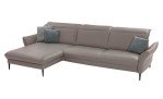 Komfort-Ecksofa MONDO Mirium in einerm Echtlederbezug in Granit