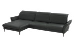 Basis-Ecksofa MONDO Mirium in einerm Echtlederbezug in Steel