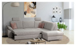 Komfort-Wohnlandschaft vito Janur in einem hellgrauen Bezugsstoff mit Füßen im ALu-Look.  Mit gezeigter Funktion.