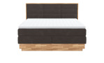 Boxspringbett VALMONDO Incana in einem Stoffbezug in Charcoal und einem Sichtholzrahmen in Eiche