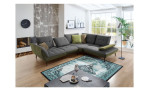 Komfort-Ecksofa vito Ticona, in der Farbausführung Anthrazit / Olive mit der Rückenneigung