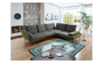 Komfort-Ecksofa vito Ticona, in der Farbausführung Anthrazit / Olive ohne Kissen