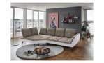 Komfort-Ecksofa vito Ticona, in der Farbausführung Taupe / Silver, in einem Raum stehend ohne Kissen