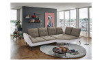 Komfort-Ecksofa vito Ticona, in der Farbausführung Taupe / Silver, in einem Raum stehend ohne Kissen
