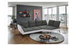 Basis-Ecksofa vito Ticona, in der Farbausführung Grau / Silber, in einem Raum stehend