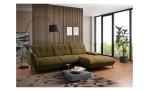 Komfort - Ecksofa vito Creda, in der Farbaführung Olive, in einem Raum stehend