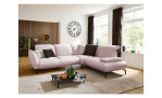 Komfort-Ecksofa vito Bevy, in der Farbausführung Rose, in einem Raum stehend