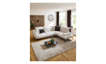 Basis-Ecksofa vito Bevy, in der Farbausführung Beige, in einem Raum stehend, Draufansicht
