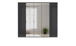 Komfort-Drehtürenschrank vito Dioso Mit einer Farbglasfront in Basalt und einem Korpus in Graphit aus Holzwerkstoff.