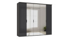 Komfort-Drehtürenschrank vito Dioso Mit einer Farbglasfront in Basalt und einem Korpus in Graphit aus Holzwerkstoff.