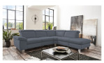 Basis-Ecksofa vito Tonga, in der Farbausführung Greyblue, in einem Raum stehend