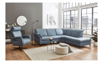 Komfort-Ecksofa vito Sardena, in der Farbausführung Greyblue, mit einem Sessel