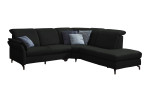 Komfort-Ecksofa vito Sardena, in der Farbausführung Schwarz, mit Kissen