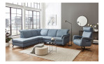 Komfort-Ecksofa vito Sardena, in der Farbausführung Bluegrey, mit einem Sessel
