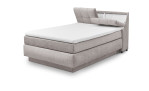 Boxspringbett set one Fairfield im Bezug Taupe, Kopfteil-Stauraum offen