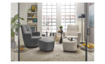 Hocker set one 1450 in der Farbausführung beige, mit den passenden Sessel und ein weiteren Sessel und Hocker in einer anderen Farbe