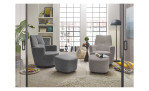 Hocker set one 1450 in der Farbausführung light grey, mit den passenden Sessel und ein weiteren Sessel und Hocker in einer anderen Farbe