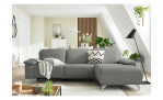 Komfort - Ecksofa Musterring MR 370, in der Farbausführung silber, in einem Raum stehend, Frontansicht
