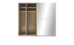 Schwebetürenschrank set one Henderson im Dekor Eiche-Artisan-Nachbildung und 1 Spiegeltür, geöffnet