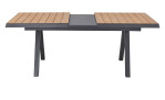 Gartentisch Kumasi mit Tischplatte aus Teakholz und Keramik, sowie Gestell aus Aluminium in Anthrazit, Ansicht mit Ausziehfunktion 